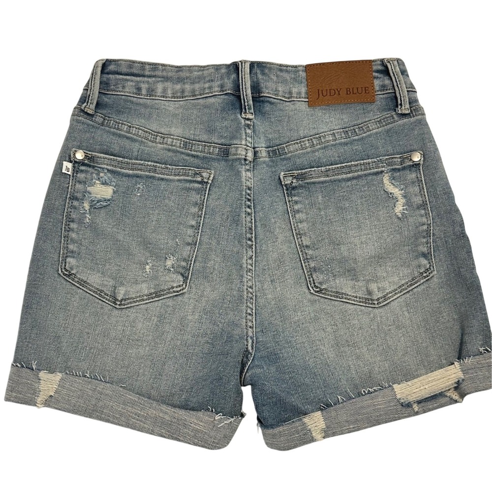 Judy Blue High Waisted Distressed Denim Shorts Womens Small Light Wash JB150184 - Picture 3 of 16